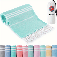Stripe Tassel Beach Towel Quick Dry Soft Sandproof Lightweight for Vacation