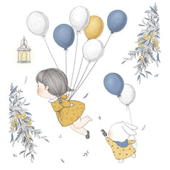 Balloon & Figure Toilet Lid Decal Funny Self Adhesive Toilet Sticker
