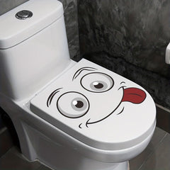 Cartoon Toilet Lid Decal, Self Adhesive Funny Sticker, Bathroom Decor