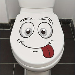 Cartoon Toilet Lid Decal, Self Adhesive Funny Sticker, Bathroom Decor