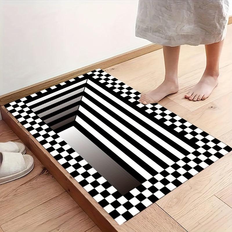 Rubber 3D Visual Difference Carpet & Plaid Carpet, Non-slip, Indoor Use