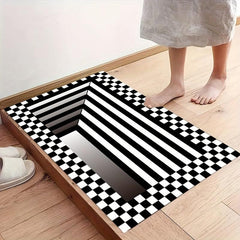 Rubber 3D Visual Difference Carpet & Plaid Carpet, Non-slip, Indoor Use