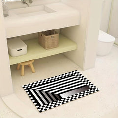 Rubber 3D Visual Difference Carpet & Plaid Carpet, Non-slip, Indoor Use