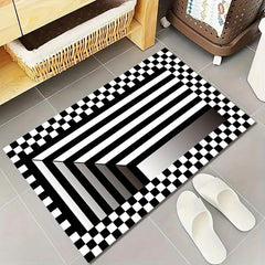 Rubber 3D Visual Difference Carpet & Plaid Carpet, Non-slip, Indoor Use