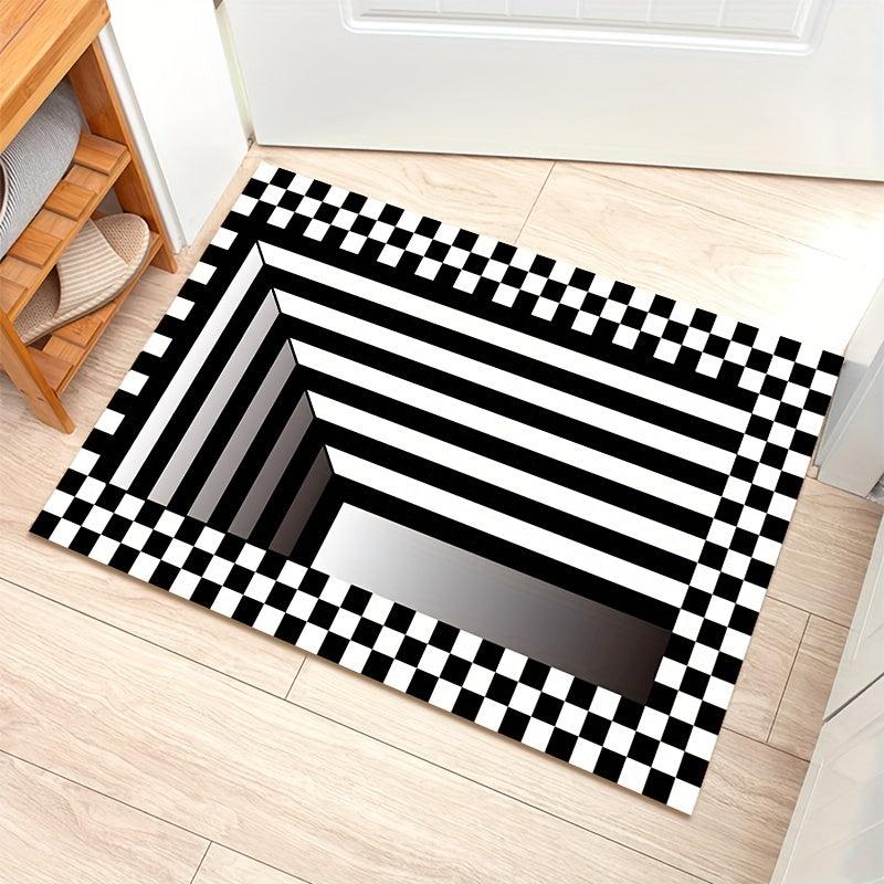 Rubber 3D Visual Difference Carpet & Plaid Carpet, Non-slip, Indoor Use