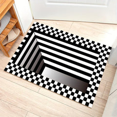 Rubber 3D Visual Difference Carpet & Plaid Carpet, Non-slip, Indoor Use