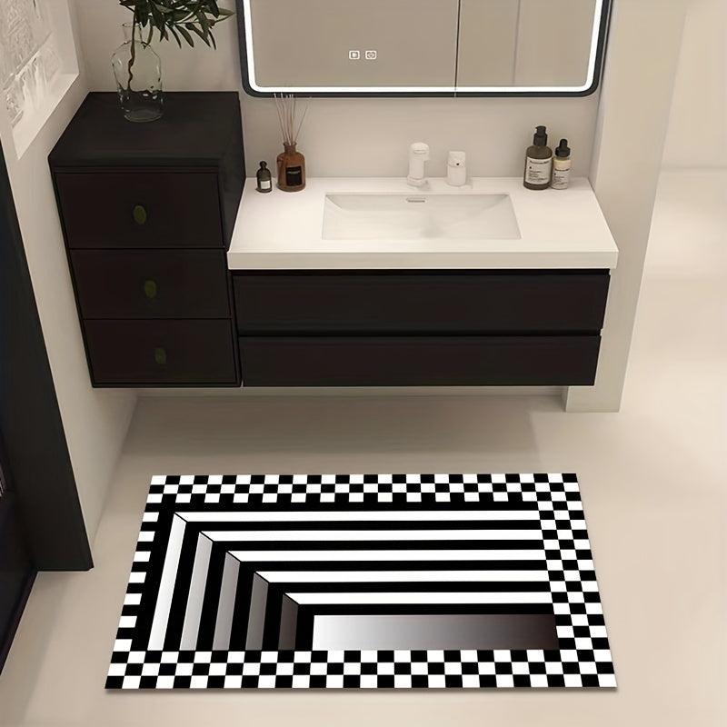 Rubber 3D Visual Difference Carpet & Plaid Carpet, Non-slip, Indoor Use