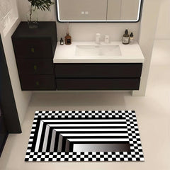 Rubber 3D Visual Difference Carpet & Plaid Carpet, Non-slip, Indoor Use