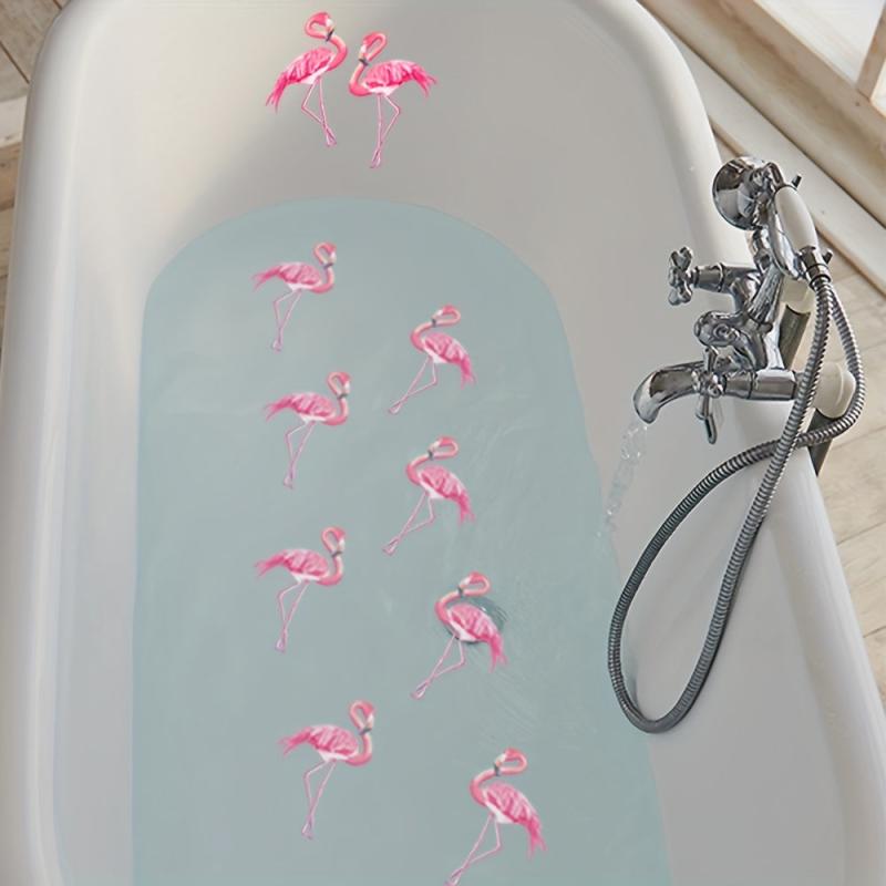 6pcs Pink Flamingo Bathtub Appliques Anti Slip Petal Pattern Sticker