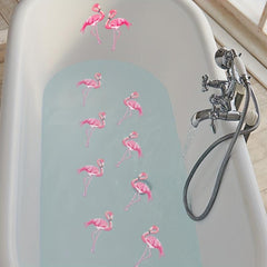 6pcs Pink Flamingo Bathtub Appliques Anti Slip Petal Pattern Sticker