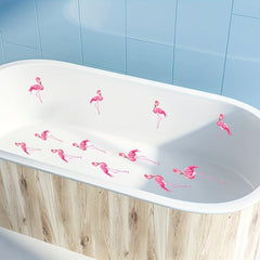6pcs Pink Flamingo Bathtub Appliques Anti Slip Petal Pattern Sticker