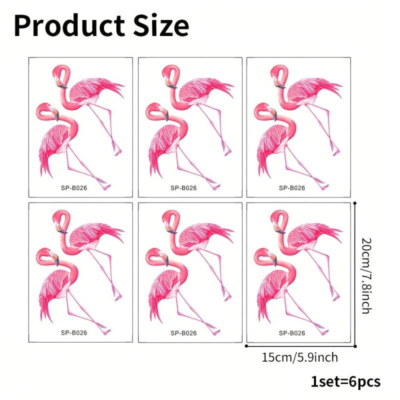 6pcs Pink Flamingo Bathtub Appliques Anti Slip Petal Pattern Sticker