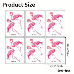 6pcs Pink Flamingo Bathtub Appliques Anti Slip Petal Pattern Sticker