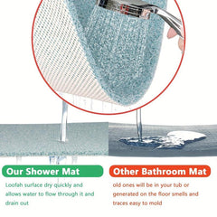 Non-Slip Bathtub Shower Mat, Loofah Surface, Long Bathroom Mat
