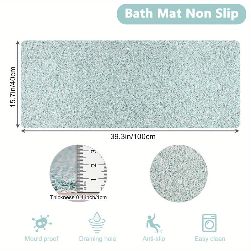 Non-Slip Bathtub Shower Mat, Loofah Surface, Long Bathroom Mat