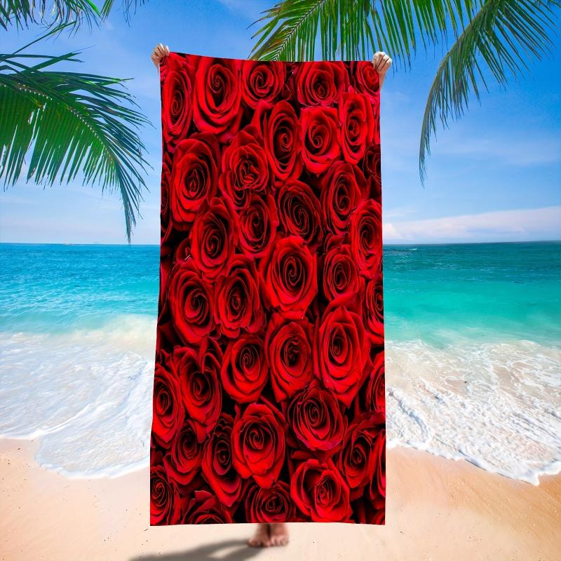 Rose Large Beach Towel Quick Dry Sand Sun Protection Thin Yoga Mat