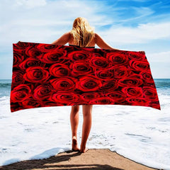 Rose Large Beach Towel Quick Dry Sand Sun Protection Thin Yoga Mat