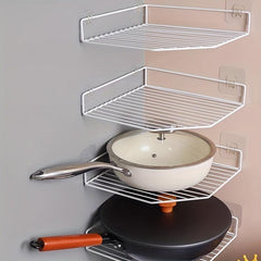 Minimalist Corner Shelf with Hooks for Bathroom Kitchen