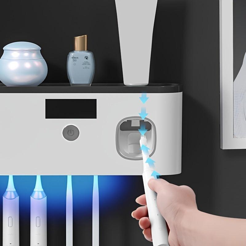 Wall Mounted Toothbrush Holder with Toothpaste Dispenser
