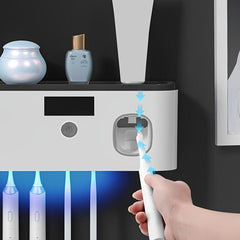 Wall Mounted Toothbrush Holder with Toothpaste Dispenser