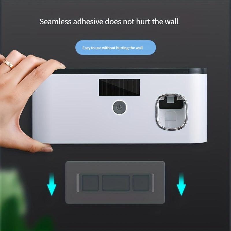 Wall Mounted Toothbrush Holder with Toothpaste Dispenser