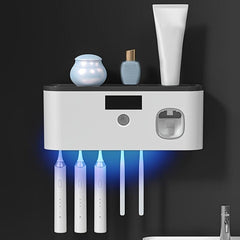 Wall Mounted Toothbrush Holder with Toothpaste Dispenser