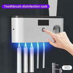 Wall Mounted Toothbrush Holder with Toothpaste Dispenser