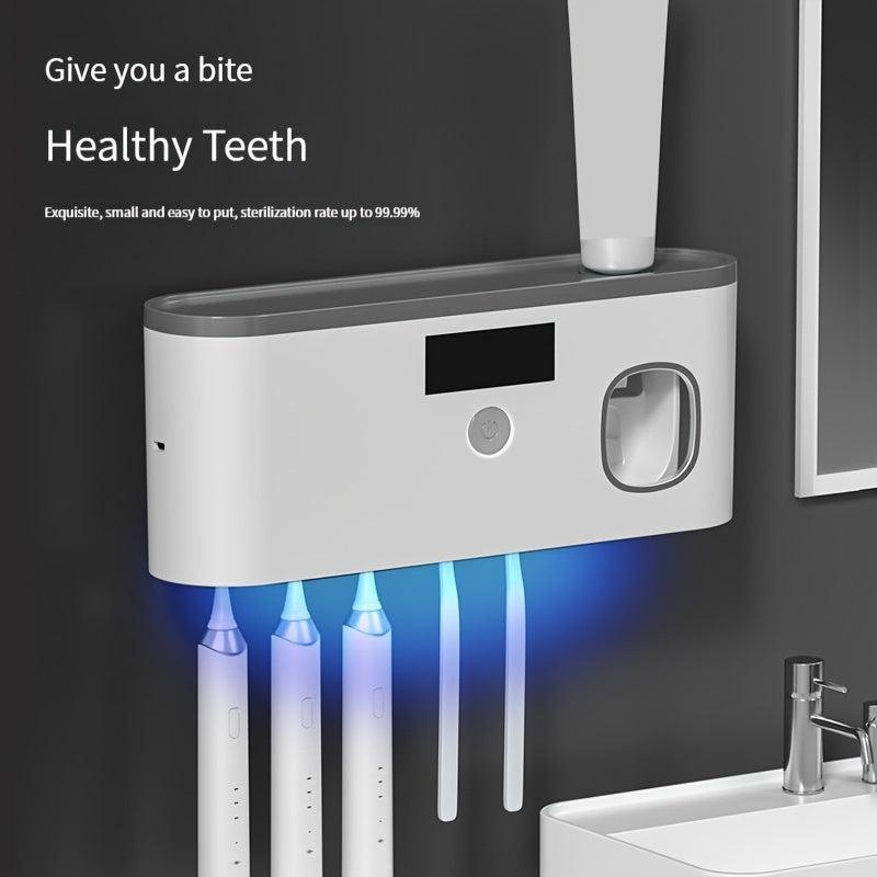 Wall Mounted Toothbrush Holder with Toothpaste Dispenser