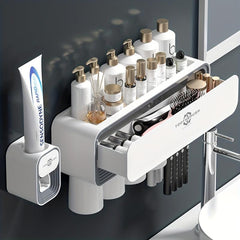Toothbrush Holder With Gargle Cup Automatic Toothpaste Dispenser