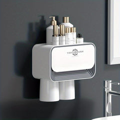 Toothbrush Holder With Gargle Cup Automatic Toothpaste Dispenser