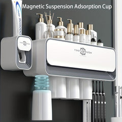 Toothbrush Holder With Gargle Cup Automatic Toothpaste Dispenser