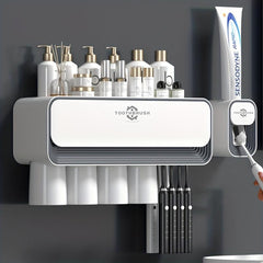 Toothbrush Holder With Gargle Cup Automatic Toothpaste Dispenser