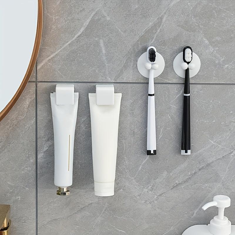 2pcs Toothpaste Toothbrush Storage Clip Wall mounted Bathroom Accessories