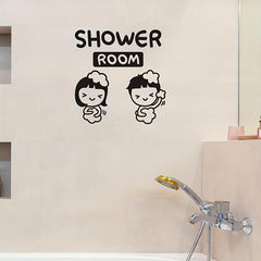 Cartoon Waterproof Shower Room Sign Wall Sticker for Bathroom Decoration