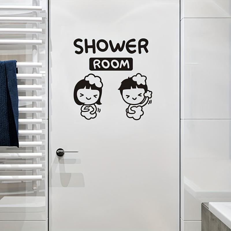Cartoon Waterproof Shower Room Sign Wall Sticker for Bathroom Decoration