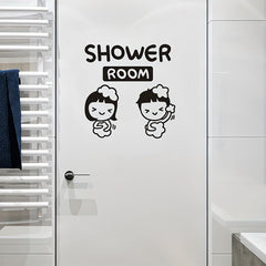 Cartoon Waterproof Shower Room Sign Wall Sticker for Bathroom Decoration