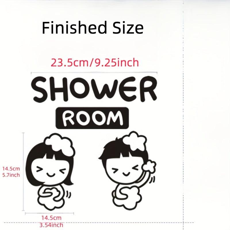 Cartoon Waterproof Shower Room Sign Wall Sticker for Bathroom Decoration