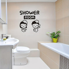 Cartoon Waterproof Shower Room Sign Wall Sticker for Bathroom Decoration