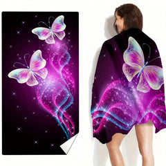 Butterfly Beach Towel Soft Absorbent Lightweight
