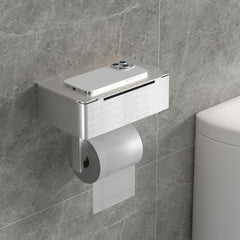 Toilet Paper Holder With Shelf Stainless Steel Wipes Box Roll Paper Frame