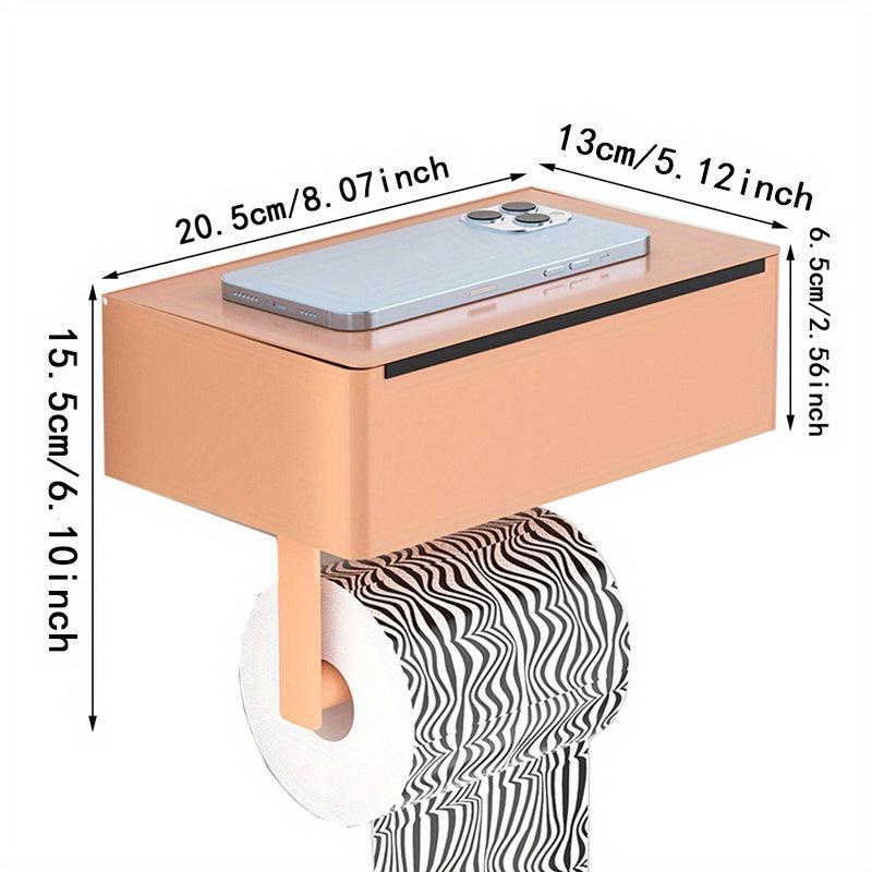 Toilet Paper Holder With Shelf Stainless Steel Wipes Box Roll Paper Frame