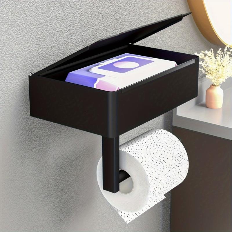 Toilet Paper Holder With Shelf Stainless Steel Wipes Box Roll Paper Frame