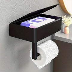 Toilet Paper Holder With Shelf Stainless Steel Wipes Box Roll Paper Frame