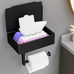 Toilet Paper Holder With Shelf Stainless Steel Wipes Box Roll Paper Frame