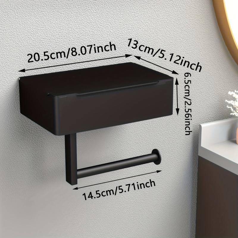 Toilet Paper Holder With Shelf Stainless Steel Wipes Box Roll Paper Frame