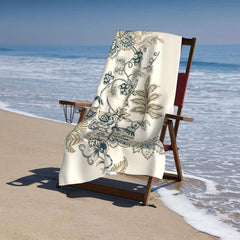 Floral Leaf Pattern Beach Towel Microfiber Absorbent Lightweight