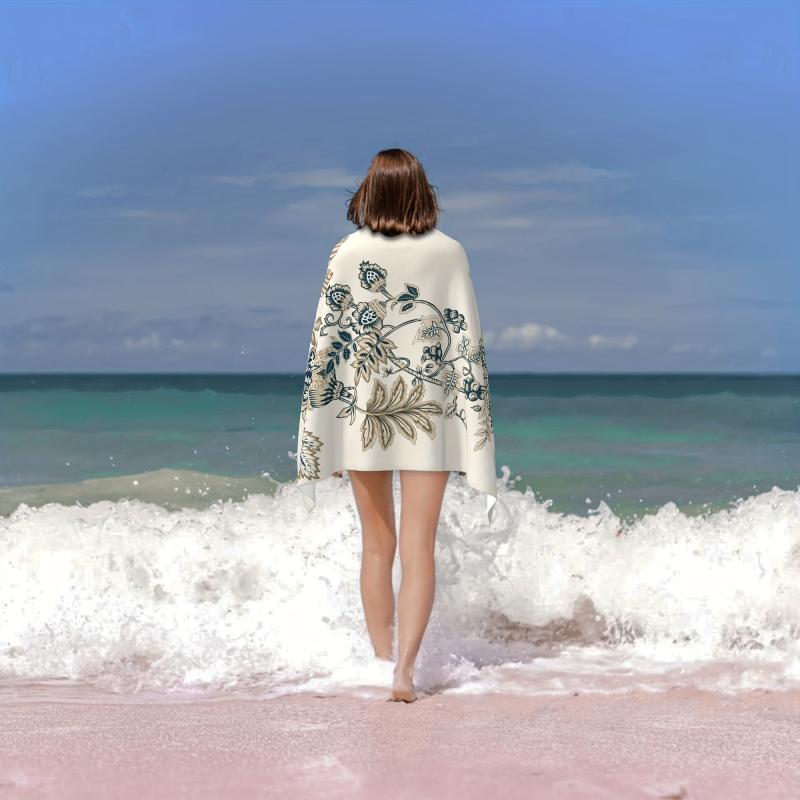 Floral Leaf Pattern Beach Towel Microfiber Absorbent Lightweight