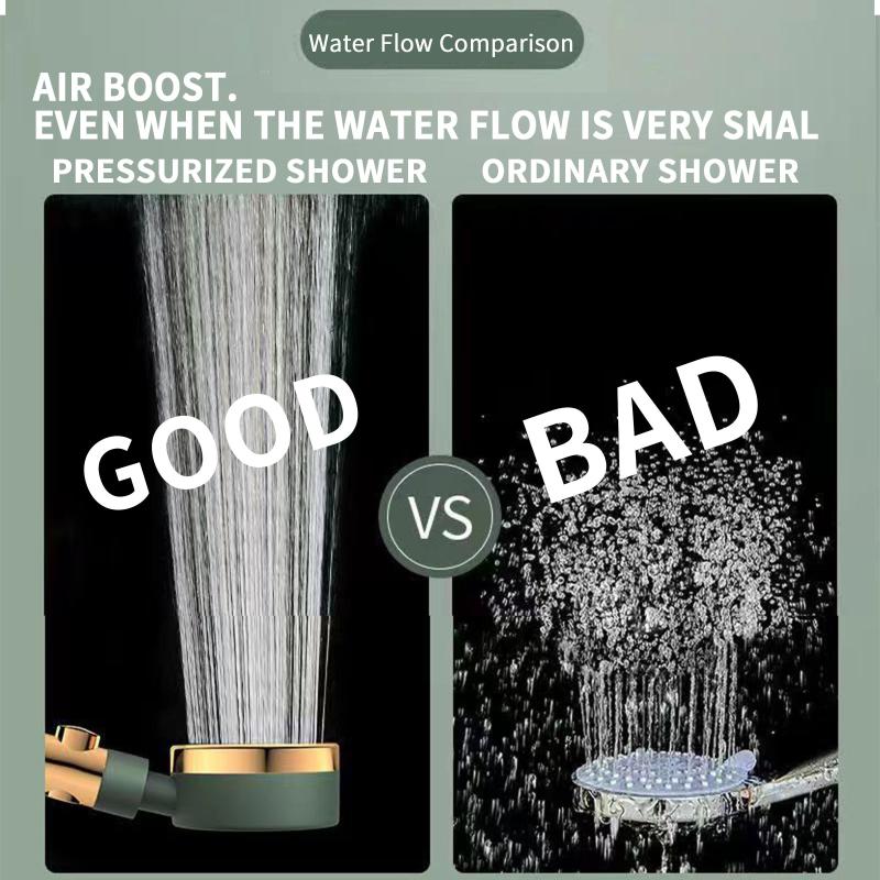 Green High Pressure Spinning Water Saving Shower Head