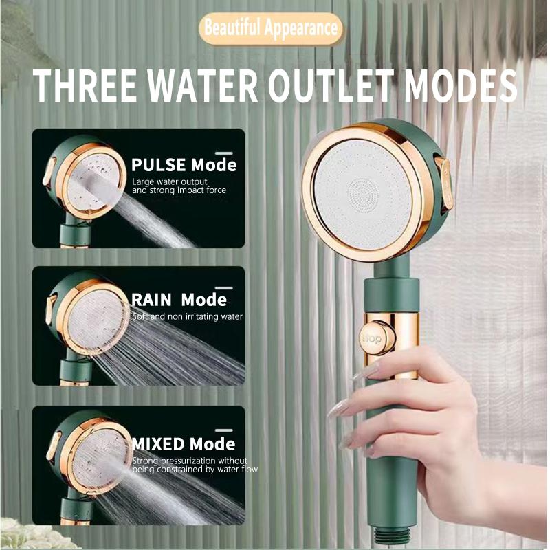 Green High Pressure Spinning Water Saving Shower Head