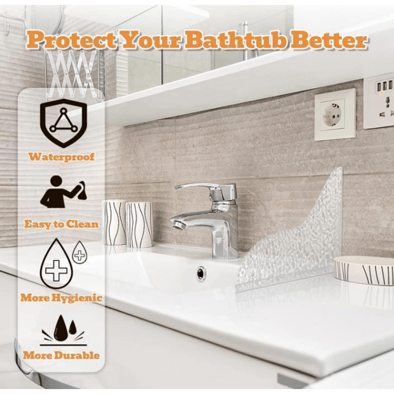 2pcs Acrylic Shower Splash Guard Transparent Sink Shield